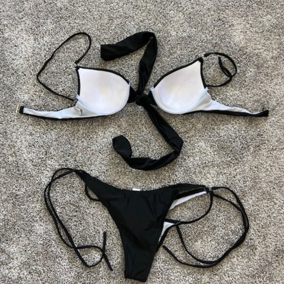 Women's Halter Triangle Tie Side Bikini Sets Size: M Rhinestone Bathing Suits Tw - Picture 3 of 6